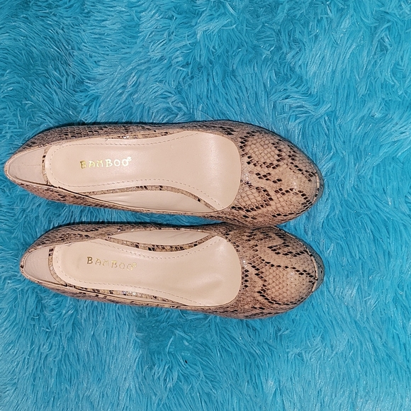 Bamboo Snakeskin Print Stiletto Heels Size 7.5 - Picture 2 of 8